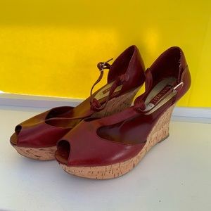 Nine West Red wedge heels. Size 7